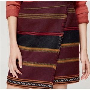 LOFT Navajo Wool Blend Fringe Skirt SZ 4